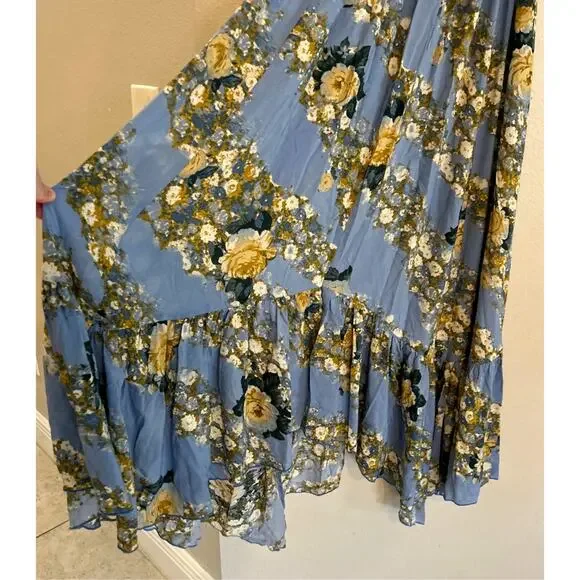 NWT Free People Heat Wave Floral Print Maxi Dress Small Blue - Picture 5 of 9